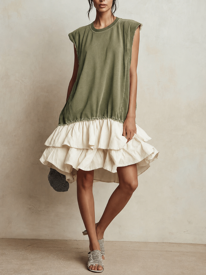 Ilaria | Casual Colour Block Dress, Loose Fit, Holiday