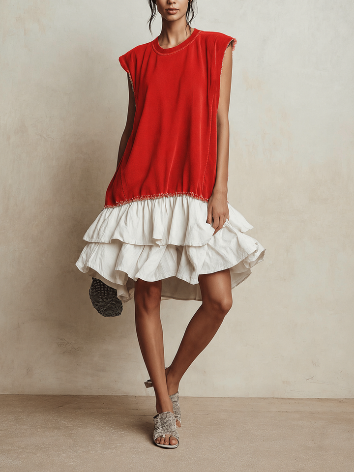 Ilaria | Casual colour block dress, relaxed fit, holiday wear