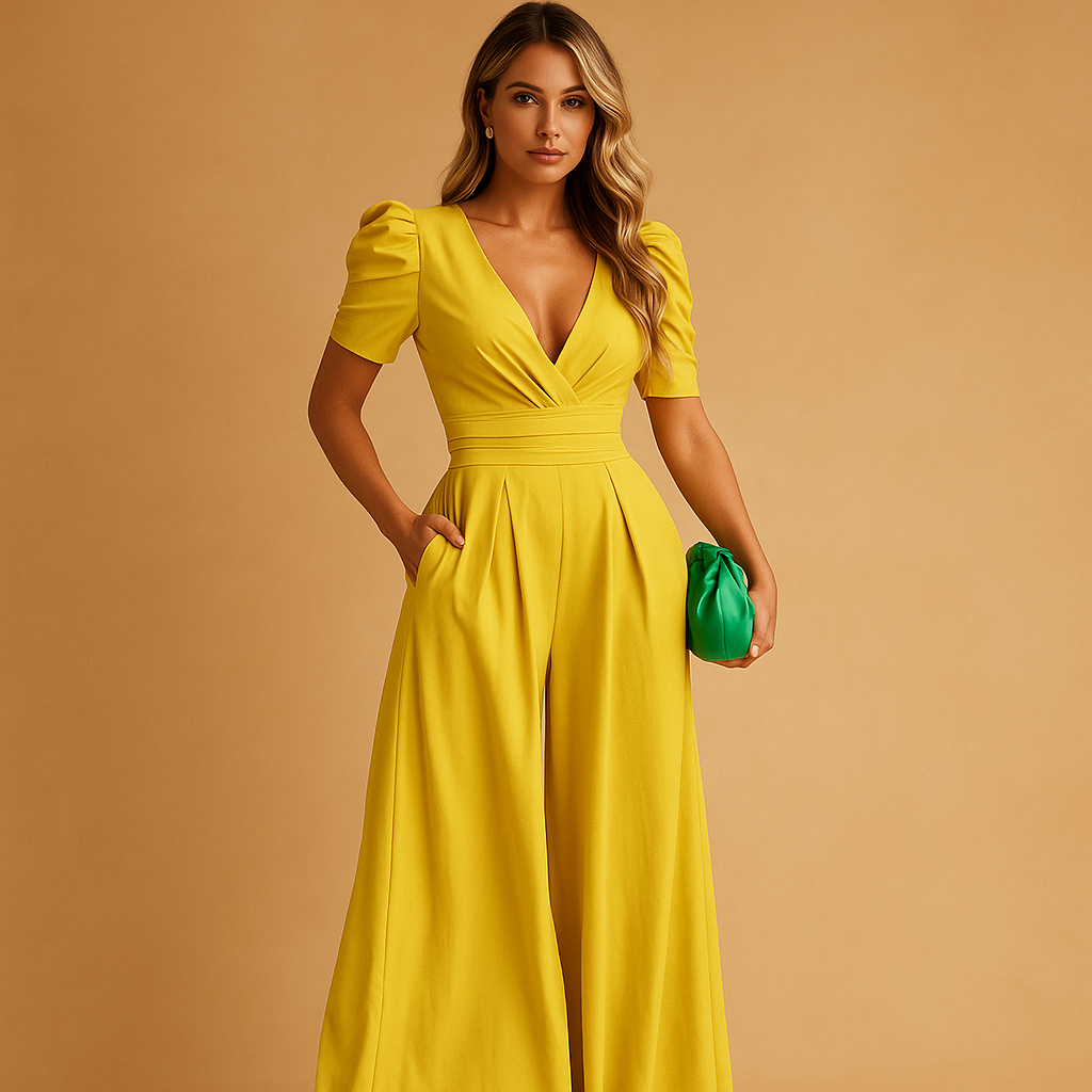 Elegant Tailored Jumpsuit Wide Leg Formal One Piece
