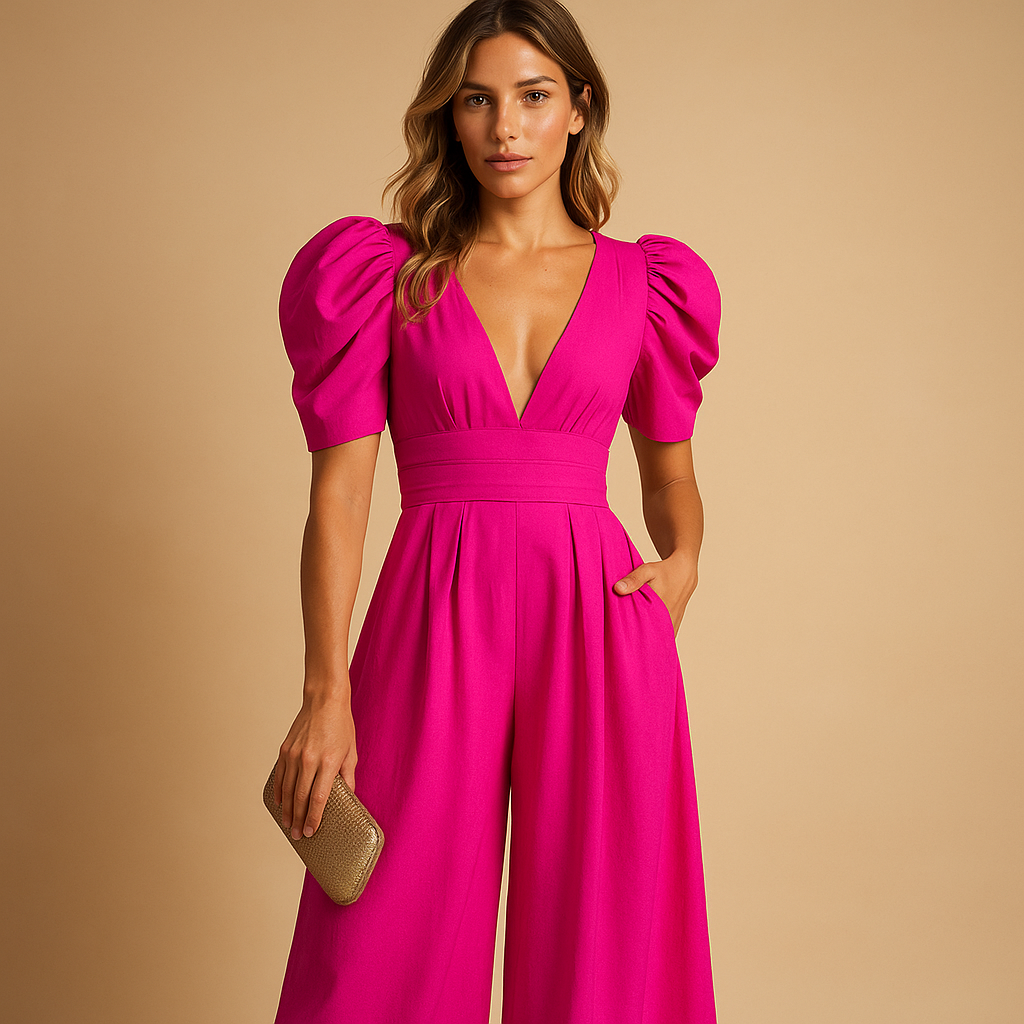Elegant Tailored Jumpsuit Wide Leg Formal One Piece