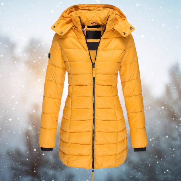 Quilted Long Winter Coat with Hood for Women