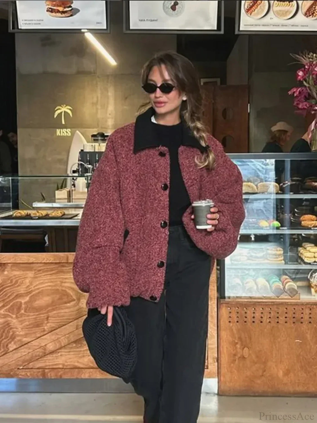Tatiana Wool Coat with Lantern Sleeves, view 2 - Elena Harper