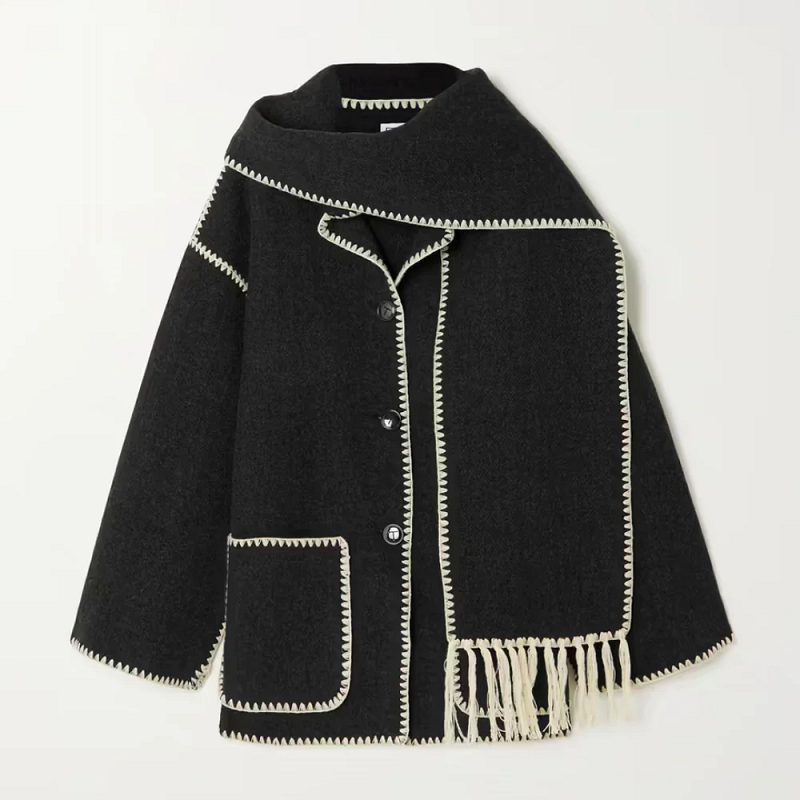 Emmy™ | Melange Wool Scarf Jacket | 50% OFF!