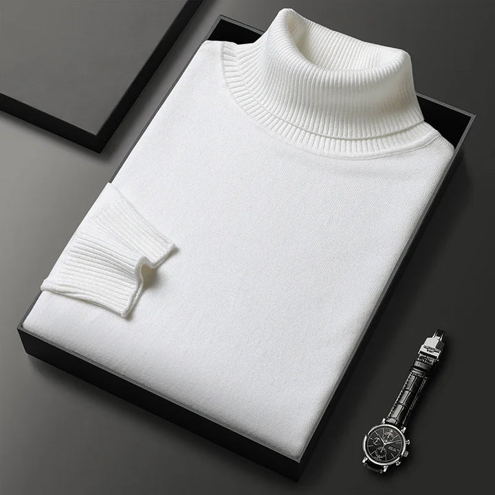 Men's Slim Fit Turtleneck – Ribbed Pullover with High Collar