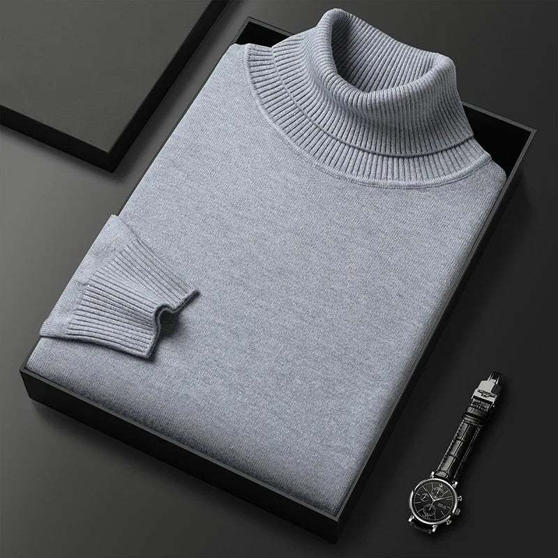 Men's Slim Fit Turtleneck – Ribbed Pullover with High Collar