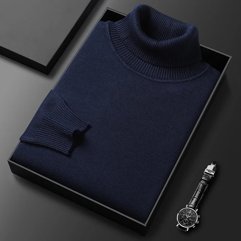 Men's Slim Fit Turtleneck – Ribbed Pullover with High Collar