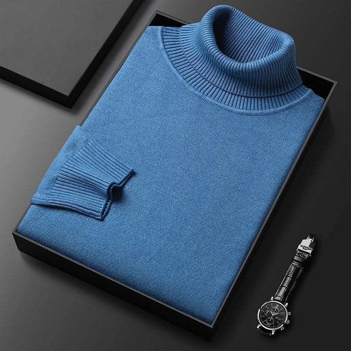 Men's Slim Fit Turtleneck – Ribbed Pullover with High Collar