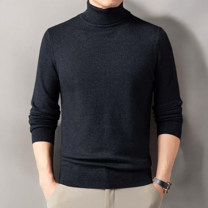 Men's Slim Fit Turtleneck – Ribbed Pullover with High Collar