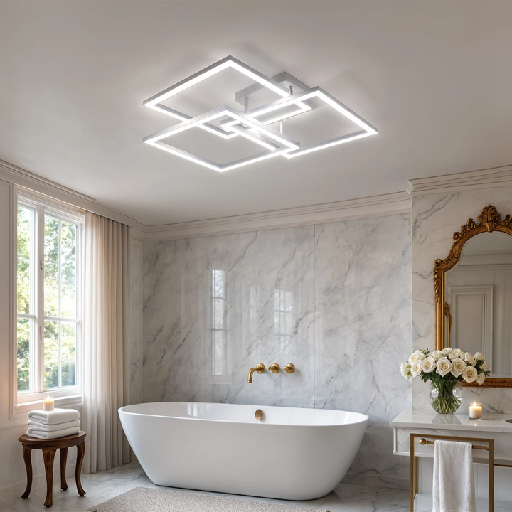 Layered Square Ceiling Light With Remote Control And Dimmable LED