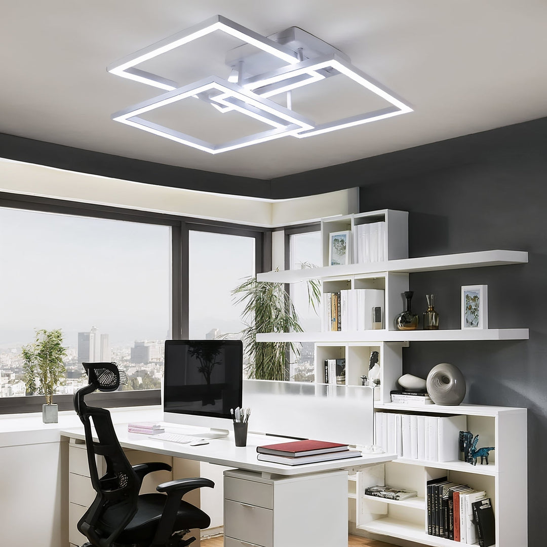 Layered Square Ceiling Light With Remote Control And Dimmable LED