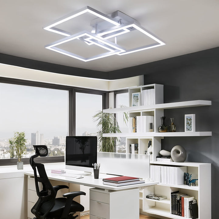 Layered Square Ceiling Light With Remote Control And Dimmable LED