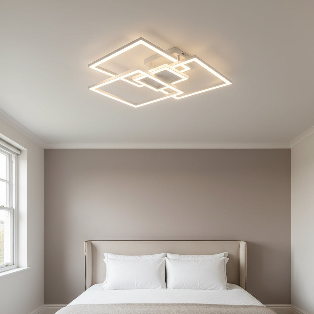 Layered Square Ceiling Light With Remote Control And Dimmable LED
