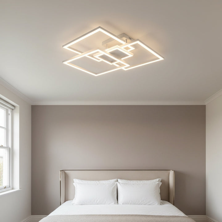 Layered Square Ceiling Light With Remote Control And Dimmable LED
