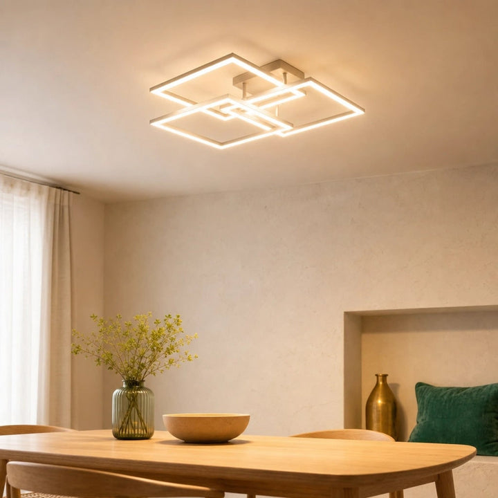Layered Square Ceiling Light With Remote Control And Dimmable LED