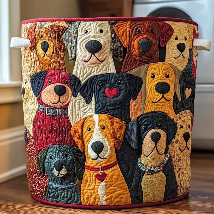 Barney | Patchwork Pup Parade Laundry Basket