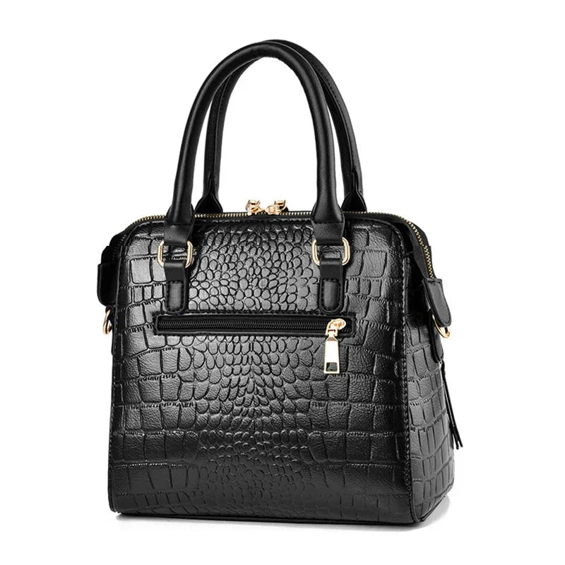 Crocodile-Embossed Leather Bag