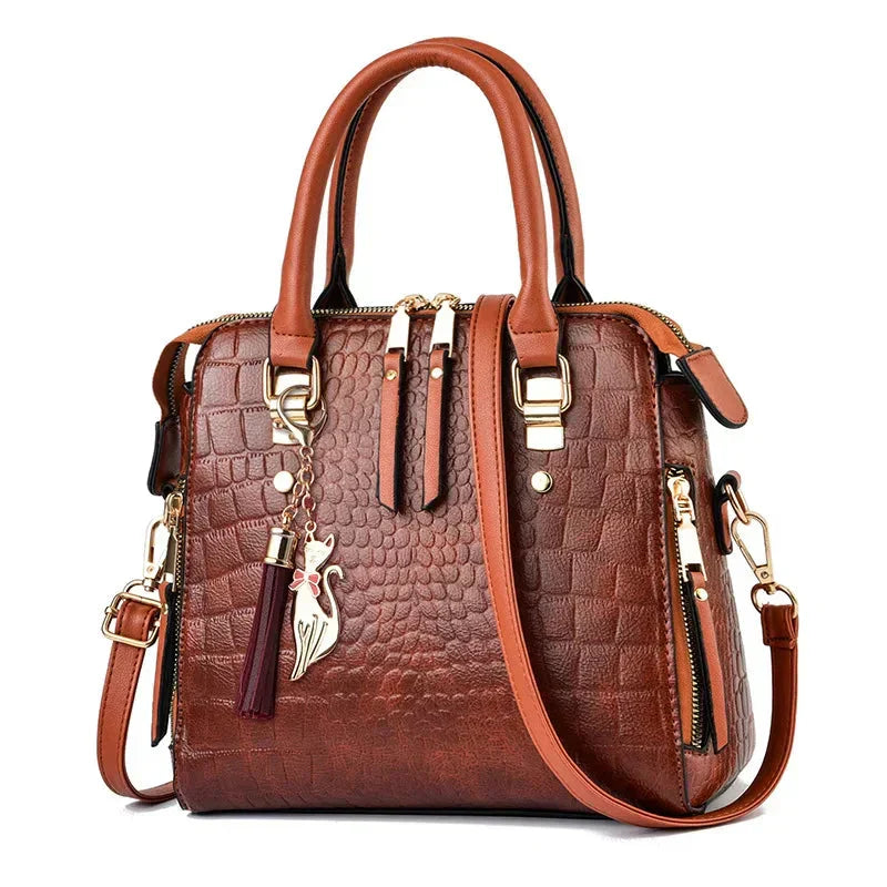 Crocodile-Embossed Leather Bag