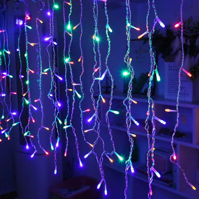 LED Outdoor Icicle String Lights 4.8 m, Waterproof Christmas Lights