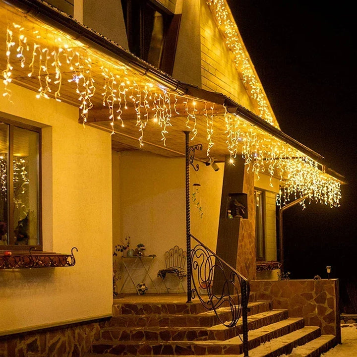 LED Outdoor Icicle String Lights 4.8 m, Waterproof Christmas Lights