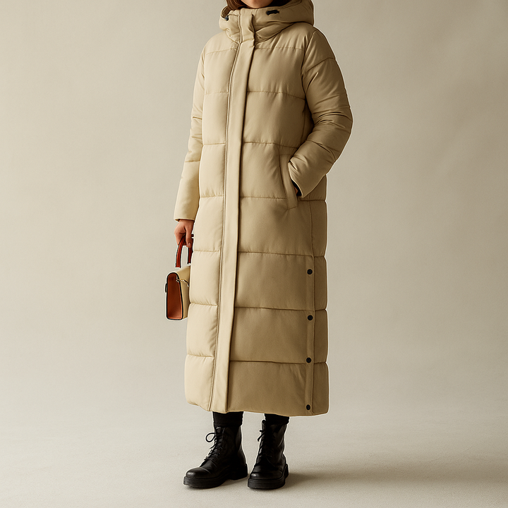 Luxury Long Down Coat for Women – Elegant and Warm Winter Style