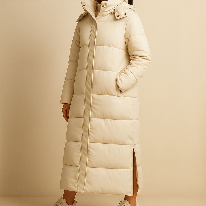 Luxury Long Down Coat for Women – Elegant and Warm Winter Style