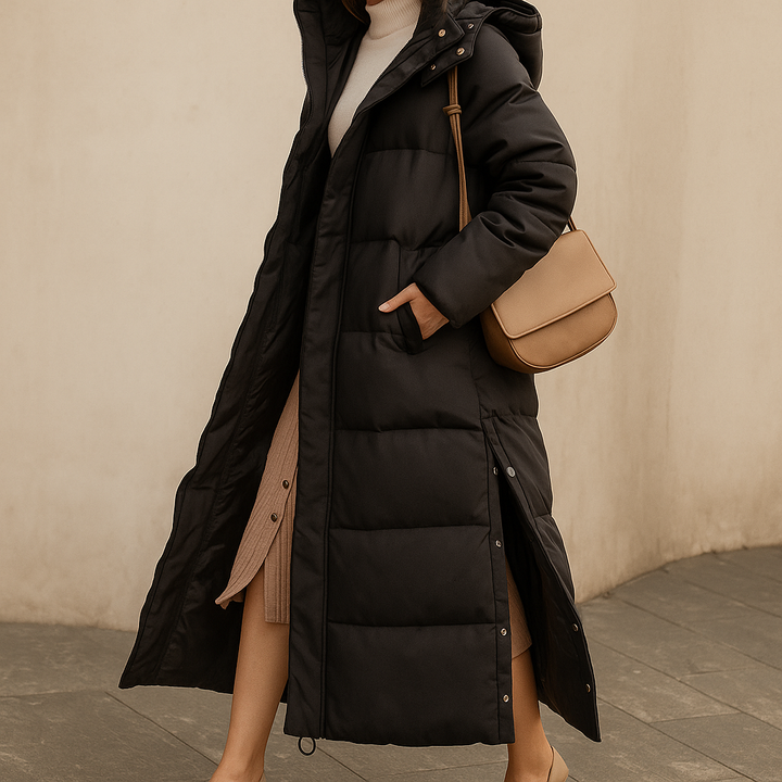 Luxury Long Down Coat for Women – Elegant and Warm Winter Style
