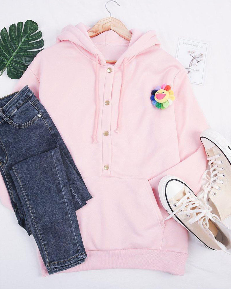 Amélie - Chic Buttoned Hoodie with Pockets