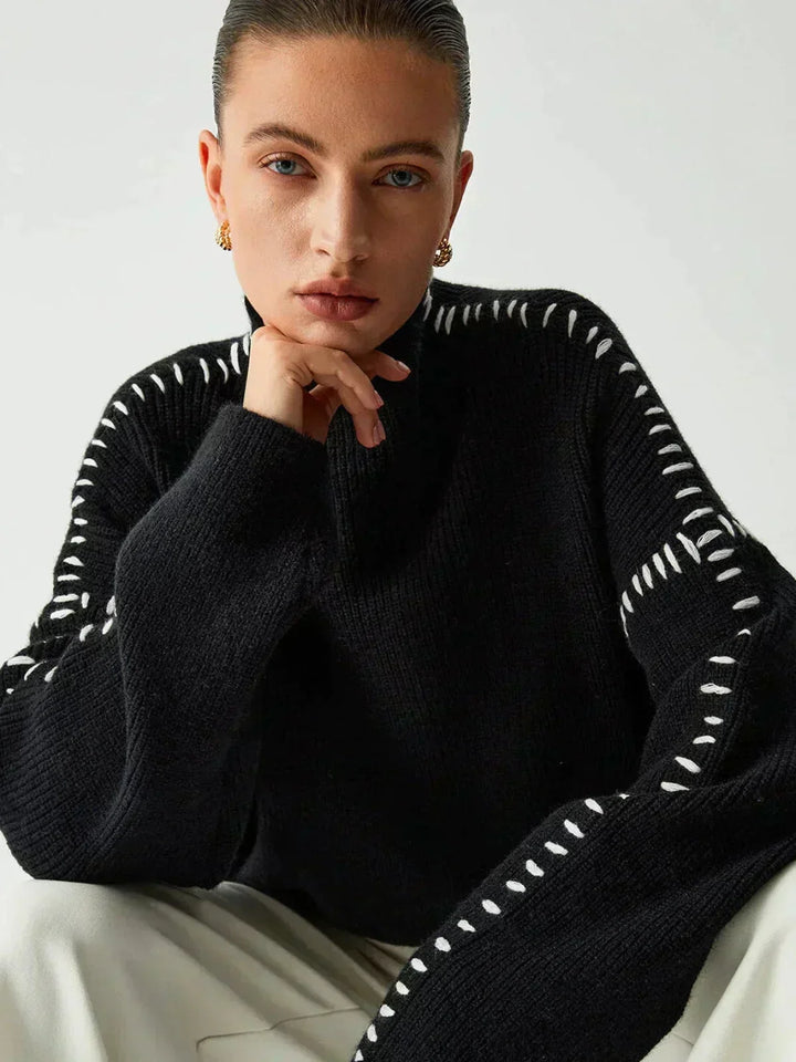 Short women's sweater with high collar - Modern and soft