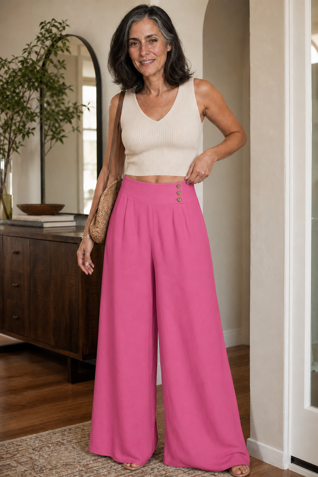 Draperie High-Waisted Pleated Wide-Leg Trousers - Elena Harper