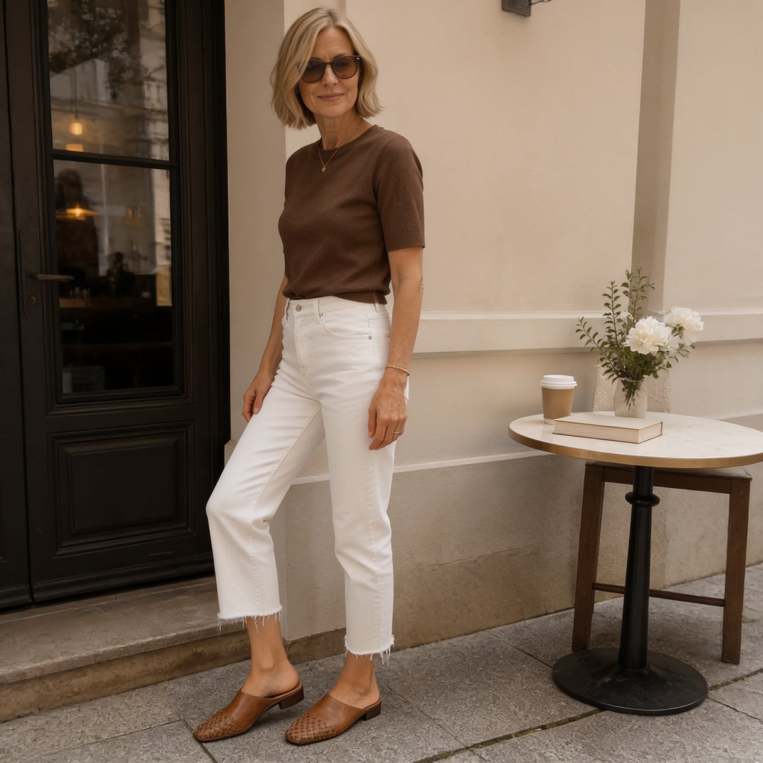 Archella Woven Leather Arc-Vamp Slip-On Mules - Elena Harper