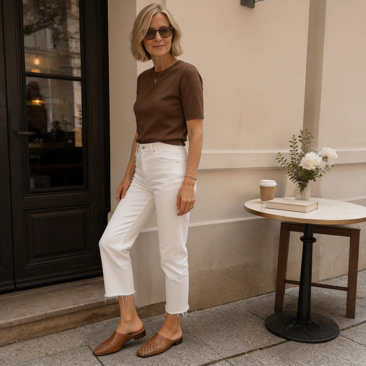 Archella Woven Leather Arc-Vamp Slip-On Mules - Elena Harper