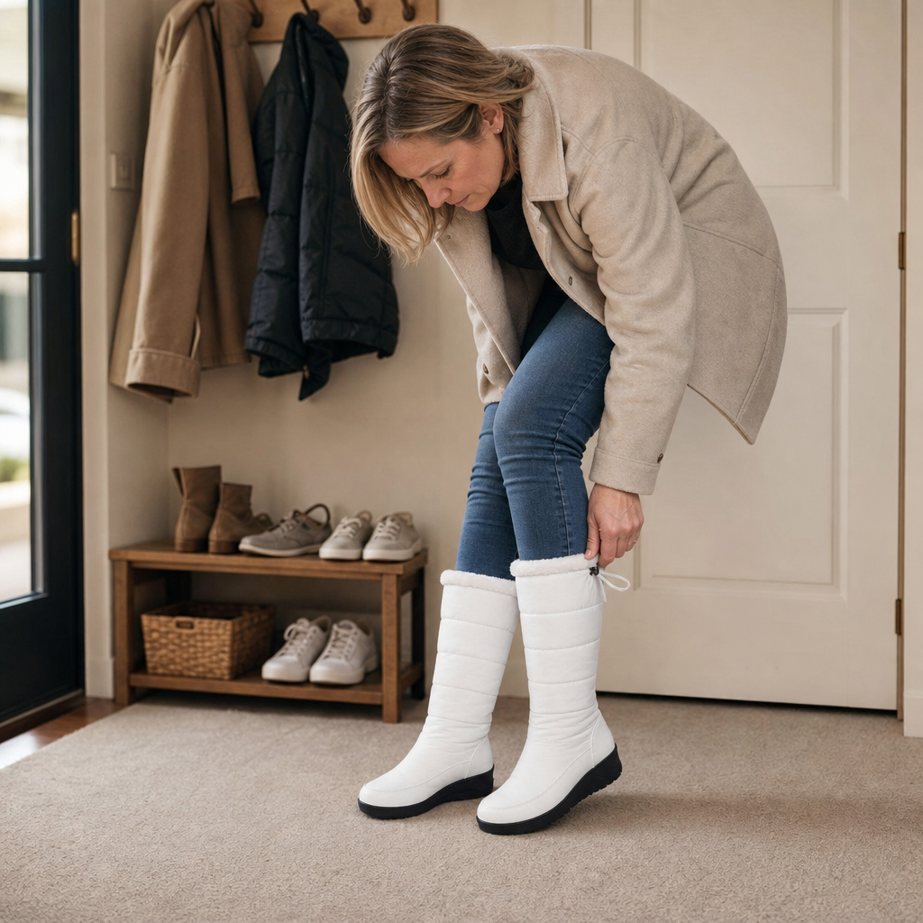 Calevra Drawstring Over-The-Knee Quilted Snow Boots - Elena Harper