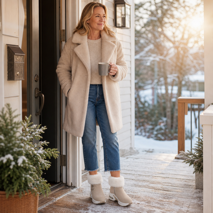 CozyLift Plush-Cuff Zip-Up Ankle Boots - Elena Harper