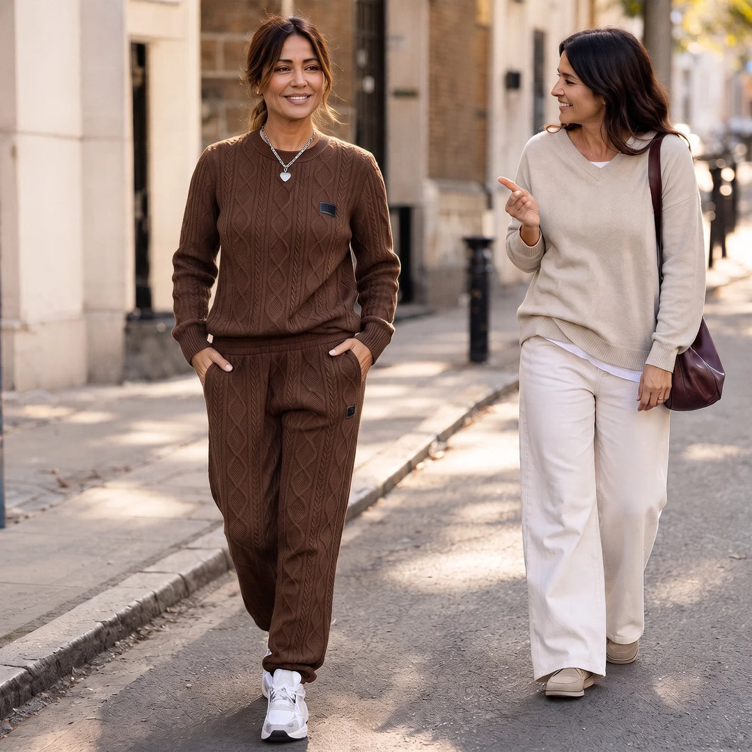 Cable & Co. Cable-Knit Sweater And Trouser Set - Elena Harper