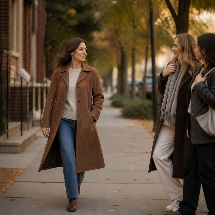 Draperie Suede Trench That Moves With You, Not Around You - Elena Harper