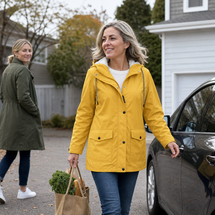 Cozynara Fleece-Lined Hooded Windproof Jacket - Elena Harper