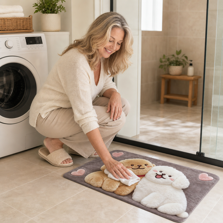 Driza Non-Slip Quick-Dry Faux Plush Floor Mat - Elena Harper