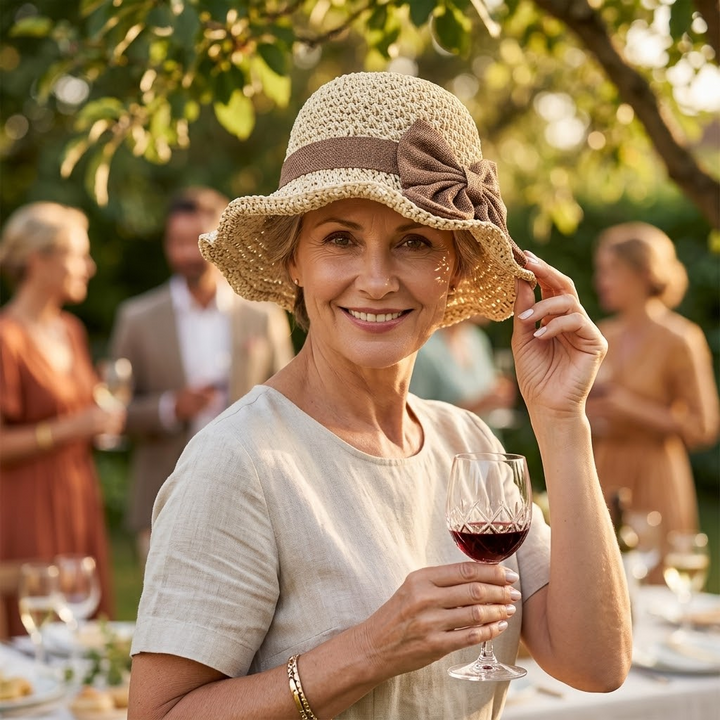 Bellabrim Woven straw hat with bow detail - Elena Harper