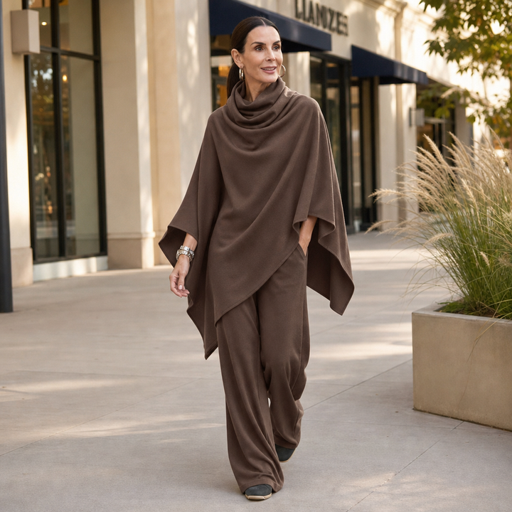 Draveny Draped Cowl-Neck Top And Trouser Set - Elena Harper