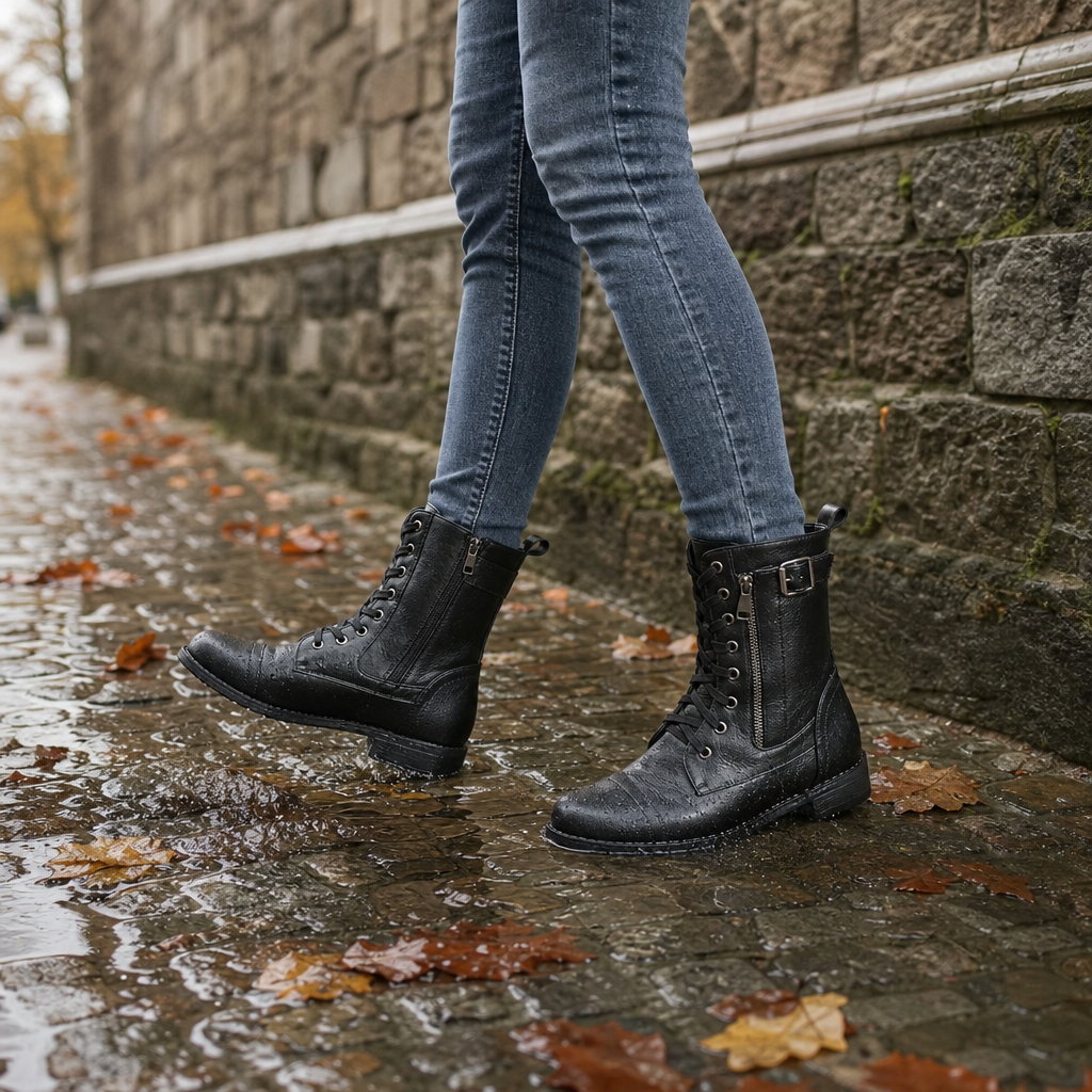 Amarah Lace-Up Side-Zip Ankle Boots - Elena Harper
