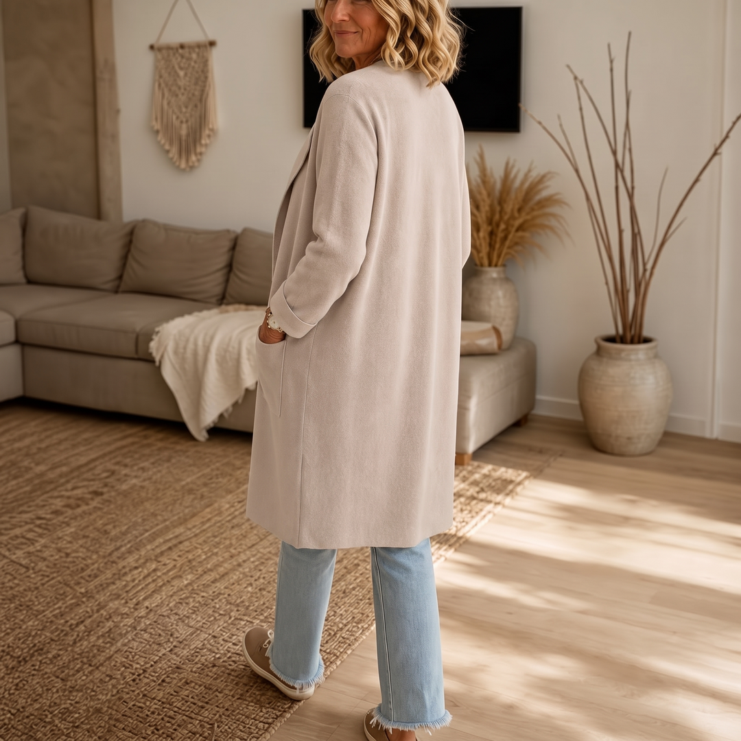 Draperie Open-Front Longline Wool-Look Coat - Elena Harper