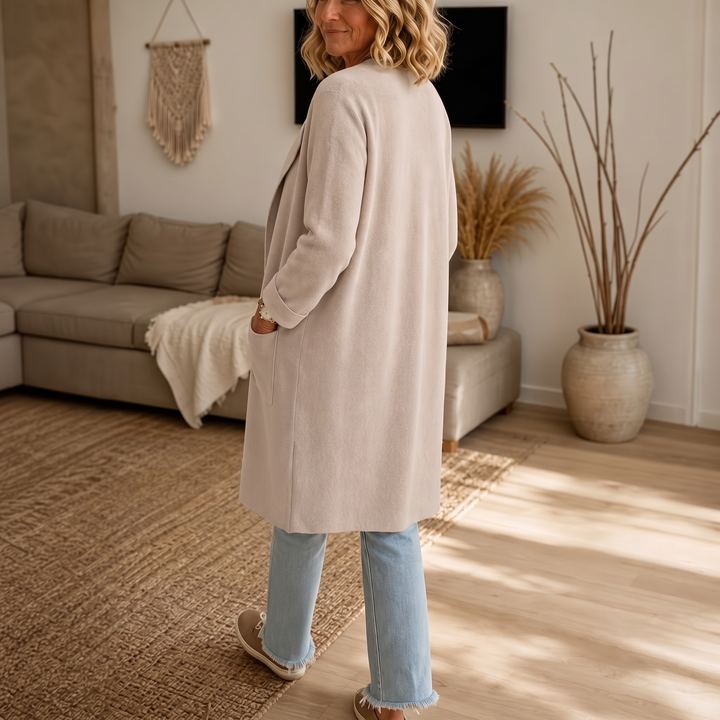 Draperie Open-Front Longline Wool-Look Coat - Elena Harper