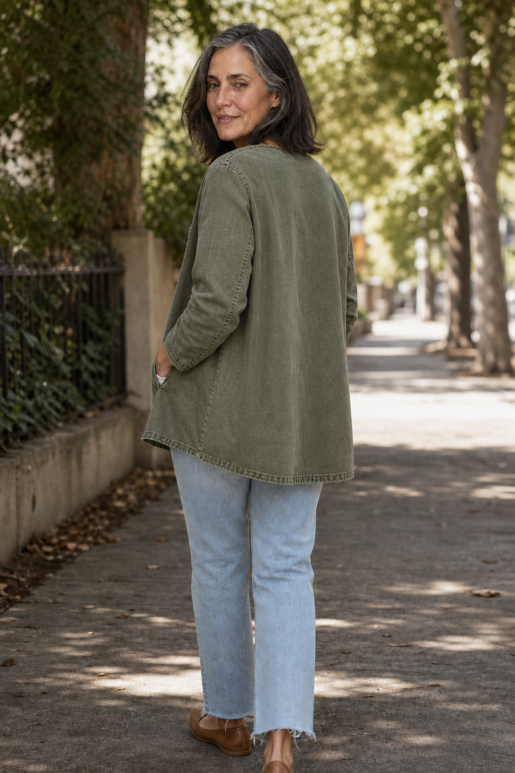 Corriveau Washed Denim-Look Jacket - Elena Harper