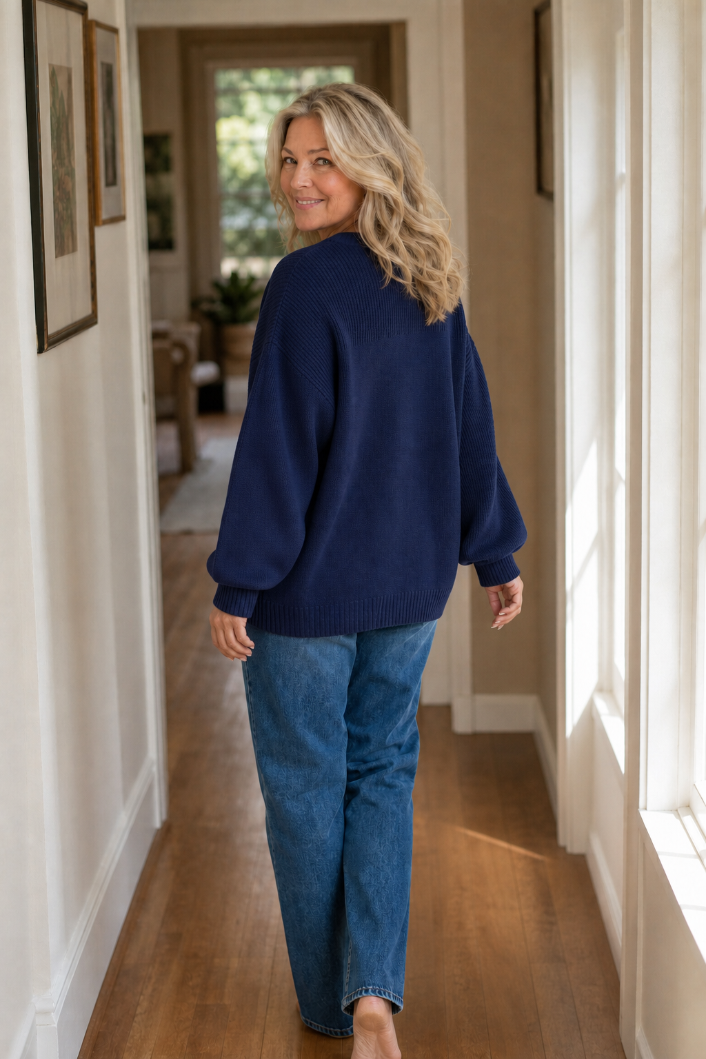 Cozelin Ribbed Knit Dropped-Shoulder Oversized Sweater - Elena Harper