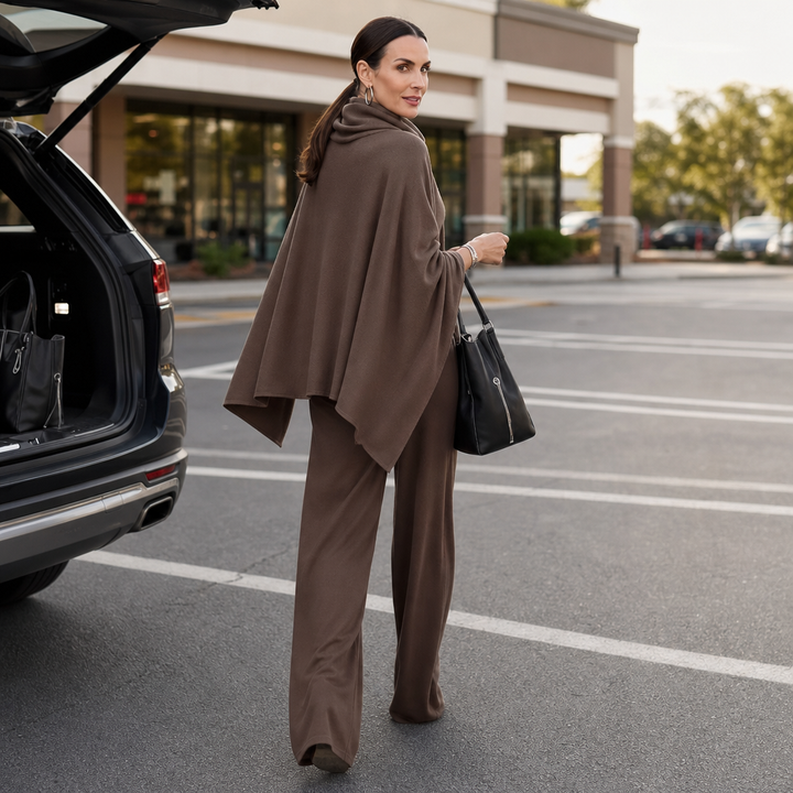 Draveny Draped Cowl-Neck Top And Trouser Set - Elena Harper