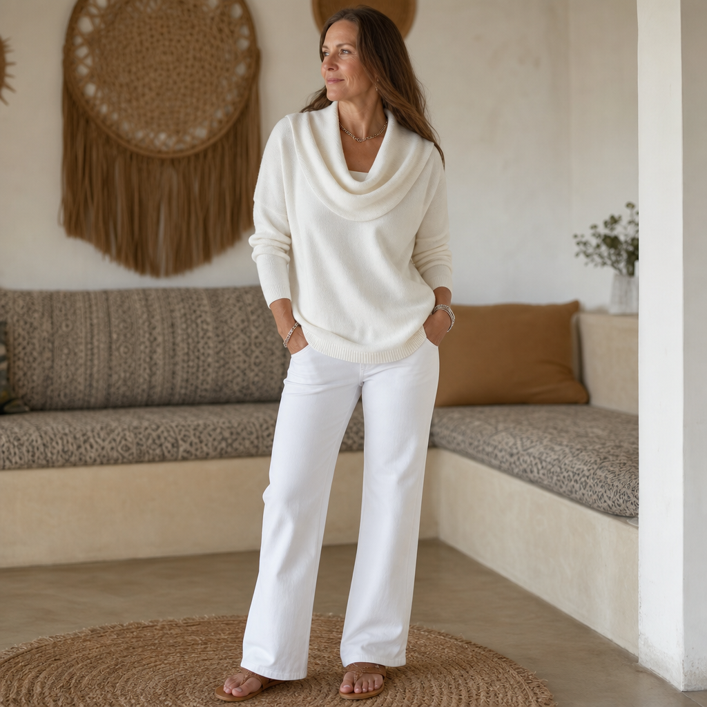 Draveline Cowl Neck Drape Knit Sweater - Elena Harper