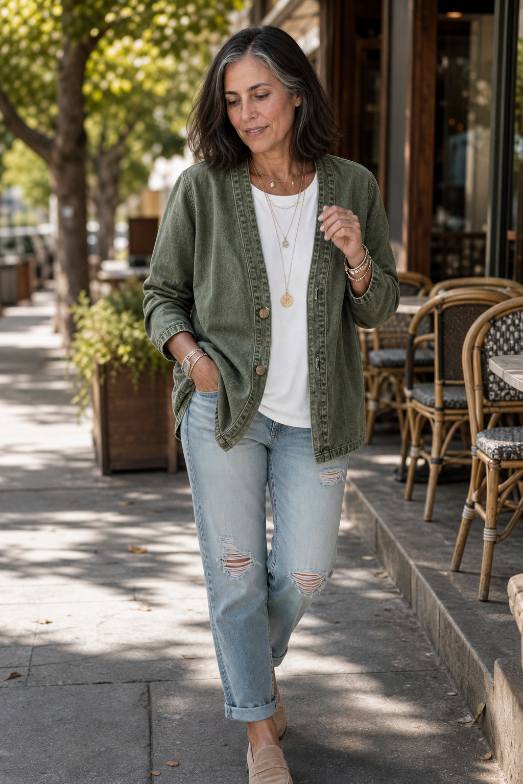Corriveau Washed Denim-Look Jacket - Elena Harper