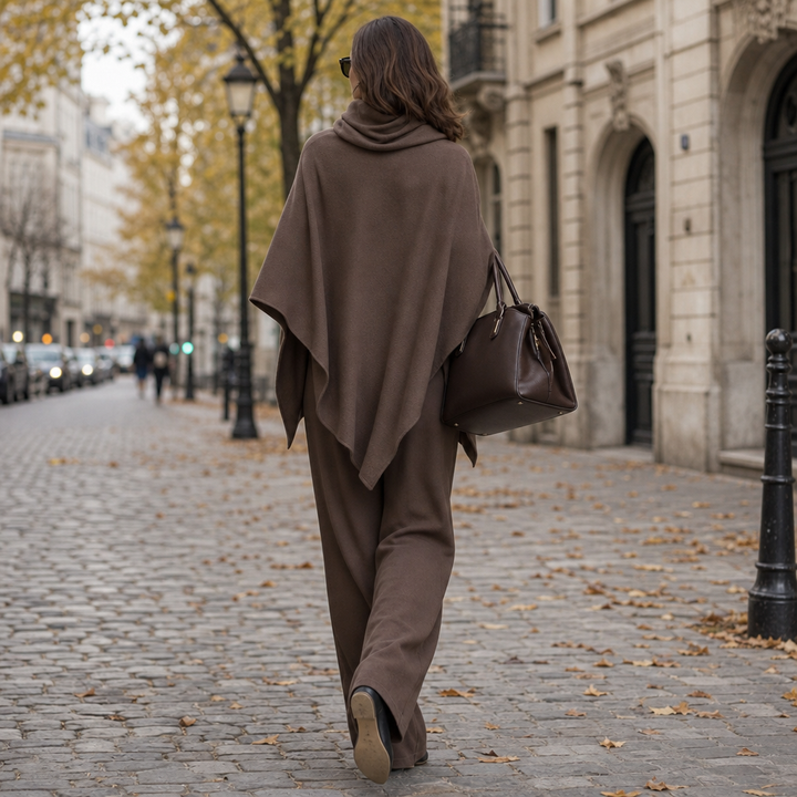 Draperie Cowl-Neck Cape Top And Wide-Leg Trousers Set - Elena Harper