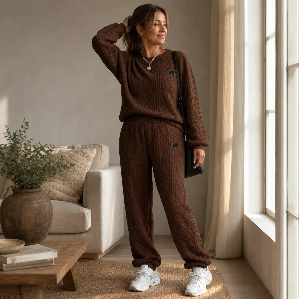 Cable & Co. Cable-Knit Sweater And Trouser Set - Elena Harper