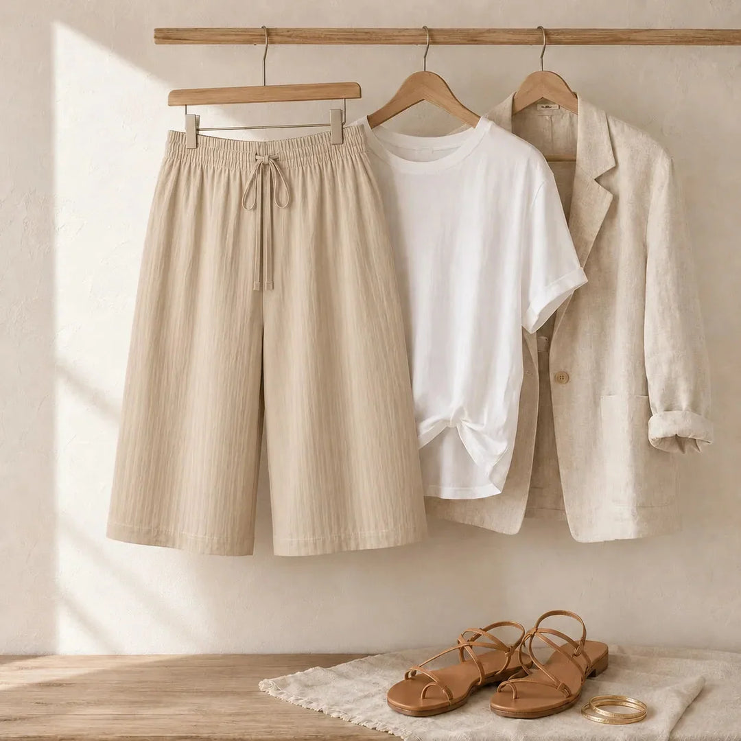Calaya Wide Leg Drawstring Pants for Women, Lightweight Summer Pull On Bottoms - Elena Harper